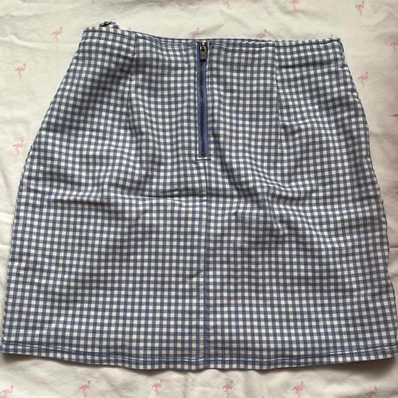 Blue and White Checkered Wrap Skirt - Picture 3 of 4